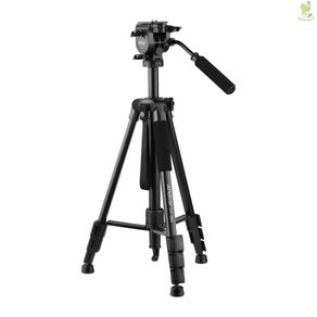 Andoer TTT-005 Aluminum Alloy Tripod Stand Fluid Hydraulic Ball Head Max. Height 65 Inches Max. Load 11lb with Carrying    A0220