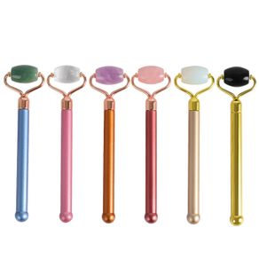 New Style Natural Gemstone Jad Crystal Facial Roller Anti Wrinkle Portable Nature Beauty Health Care Massager With Gift Box