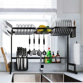 65/85cm Stainless Steel Dish Rack Drainer Kitchen Storage Drying Shelf Tray Over  Sink Utensil Holder