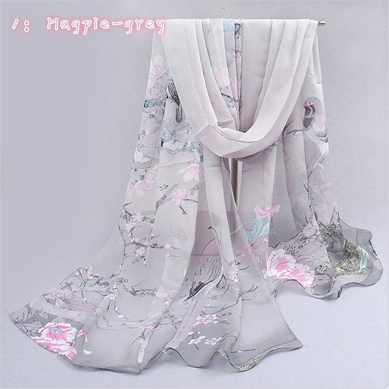 HangErFeng Mulberry Silk Women's Scarf Chinese Zodiac Print Shawl 751