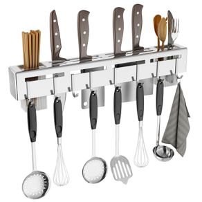 1pc Kitchen Utensil Storage Rack With Rotatable Knife Holder,  Multifunctional Chopstick & Spoon Cylinder, Cream-colored