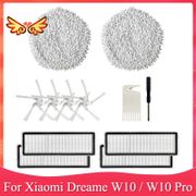 Replacement Parts for  Dreame W10 / W10 Pro Robot Vacuum Cleaner Washable HEPA Filter Mop Cloth Side Brush