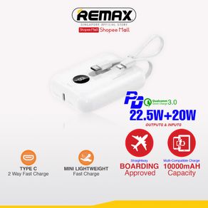 [Remax Energy] RPP-301Amber Series 10000mAH 20W+22.5W PD+QC Super Fast Charge Mini Lightweight Cabled Power Bank