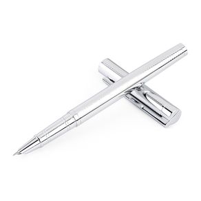 Luxury Brand Jinhao Shine Platinum Steel Fountain Pen Silver Metal Fine Hooded Nib Office School Stationery Writing Ink Pens