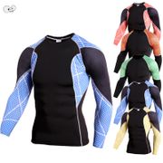 Quick Dry Patchwork Long Sleeve Men Running Shirt Sport T-shirts Gym Exercise Clothing Fitness Top Male Rashgard Soccer Jerseys