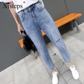 2022 Summer Capris Jeans Women Calf-Length Pencil Denim Pant Women's Ripped  Hole Stretch Skinny Jeans High Waist Jeans Capri - AliExpress