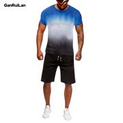 Male Casual Tracksuit Football Summer Men Set Fitness Suit Sporting Suits Short Sleeve T Shirt + Shorts Fast-drying 2 Piece Set