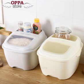 Kitchen Flour Box with Wheels Seal Locking Lid PP Rice Storage