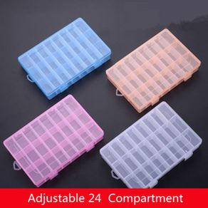 24 Grids Adjustable Plastic Jewelry Beads Accessories Storage Boxs Case  Jewelry Display Beads Earring Making Organizer Container