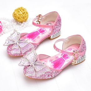 Disney Frozen Princess Kids Leather Sandals Girls Casual Glitter Children Elsa Girls Shoes Knot Blue Pink Sandals
