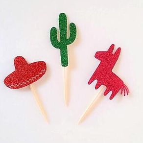 glitter Fiesta wedding birthday cupcake toppers party cake decoration doughnut food picks