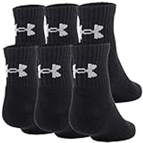 Under Armour Youth Cotton Quarter Socks, 6-Pairs , Black 2 , Small