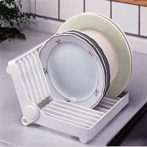Foldable Dish Plate Drying Rack Organizer Drainer Plastic Storage Holder
