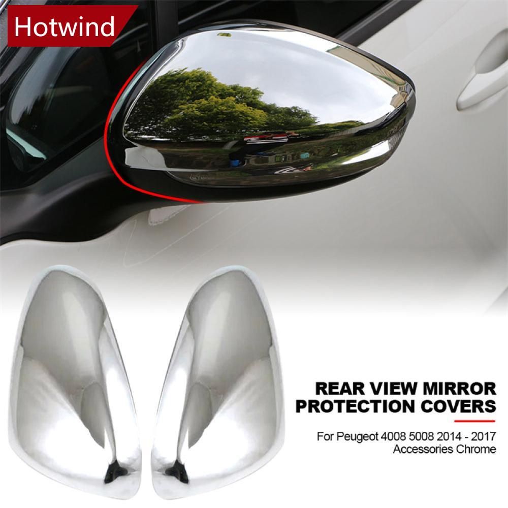 Color : Silver FSWL Replacement Chrome Wing Mirror Pairs Cover Accessories Side Mirrors Glossy For Peugeot 3008 5008 2017 2018 Rearview Rear View Overlay 805 