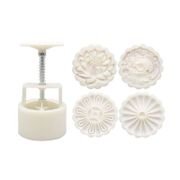 150g Mooncake Mold with 4pcs Flowers Stamps Hand Press Moon Cake Pastry Mould DIY Bakeware