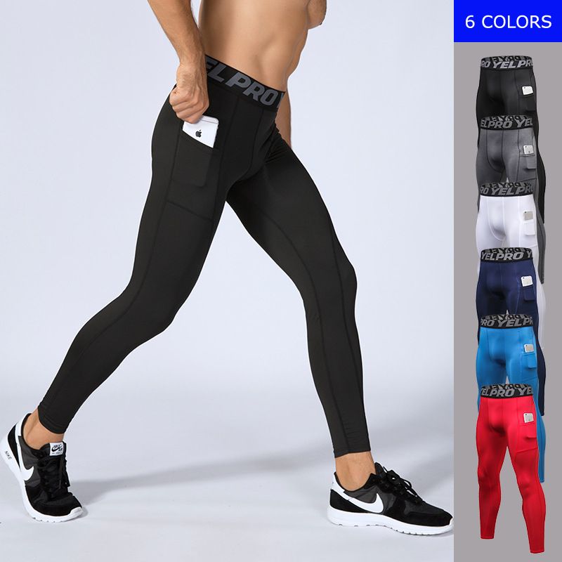 GANYANR Sports Leggings Running Tights Men Basketball Compression Pants  Fitness Gym Athletic Jogging Winter Sexy Pouch