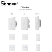 New TX SONOFF T0 EU/UK/US 1/2/3 Gang Wall Light Switch Smart Wifi Panel Wireless Remote Touch/Ewelink/Voice Control Google Home