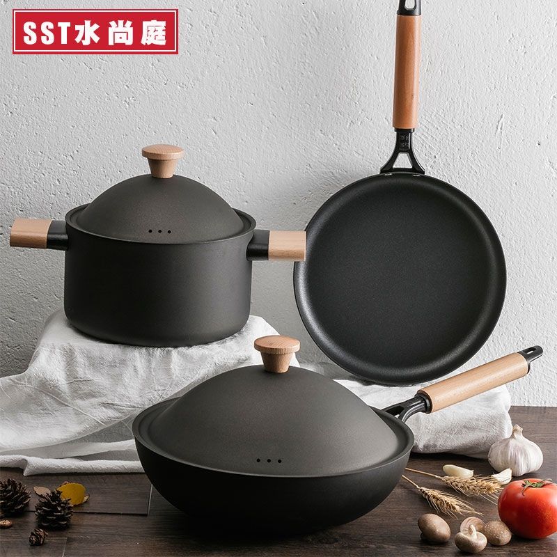 JEETEE White Granite Non Stick Induction Cookware Set Makapal  4PCS/3PCS/2PCS Kitchen Cooking Set Original on sale All Stoves Suitable  24CM Casserole + 24CM Fryingpan + 28CM Wok Pan + 18CM Saucepan with