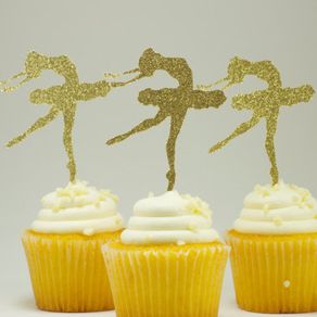 antique gold glitter ballet dancer wedding cupcake Toppers Bridal baby Shower birthday Engagement party cake decors toothpicks