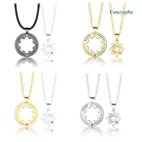 Fancyqube Fashion New Couple Necklace A Pair Of Simple Men's And Women's Clavicle Chain Stitching Gear Valentine Necklace