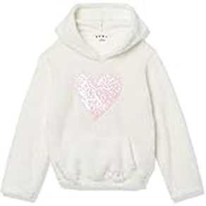 DKNY Girls' Big Long Sleeve Pullover Sweatshirt, Cream, Small