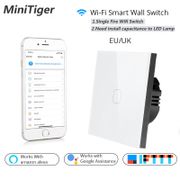Minitiger EU/UK Wifi Smart Wall Touch Switch Glass Panel Mobile APP Remote Control work with Amazon Alexa Google Home