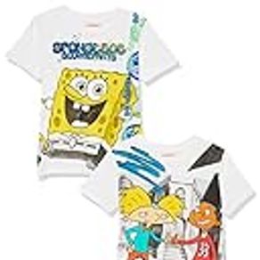 Nickelodeon boys Spongebob Squarepants & Hey Arnold 2-pack T-shirt Bundle Set, White