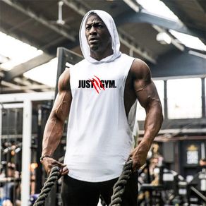 Blueyue COD Men Sleeveless Hoodie Hooded Sweatshirt Tank Tops Gym Fitness Sport Vest Muscle