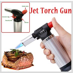 Outdoor Camping Jet Torch Gun Lighter Welding Butane Burner Flame Portable Kitchen Baking Barbecue Camping Equipment Accessories