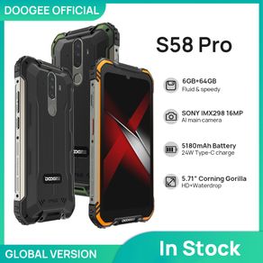 New DOOGEE S58 Pro Mobile Phone IP68/IP69K Waterproof Rugged Phone 5180mAh 5.71"FHD+Display 6GB+64GB Android 10 NFC Smartphone