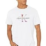 Calvin Klein Men's Short Sleeve Monogram Logo T-Shirt, BRILLIANT WHITE, Large