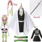2020 Anime Demon Slayer Kimetsu No Yaiba Cosplay Costumes Wig Kanroji Mitsuri Cosplay Costume Women Cloth Blade Of Demon Kimono