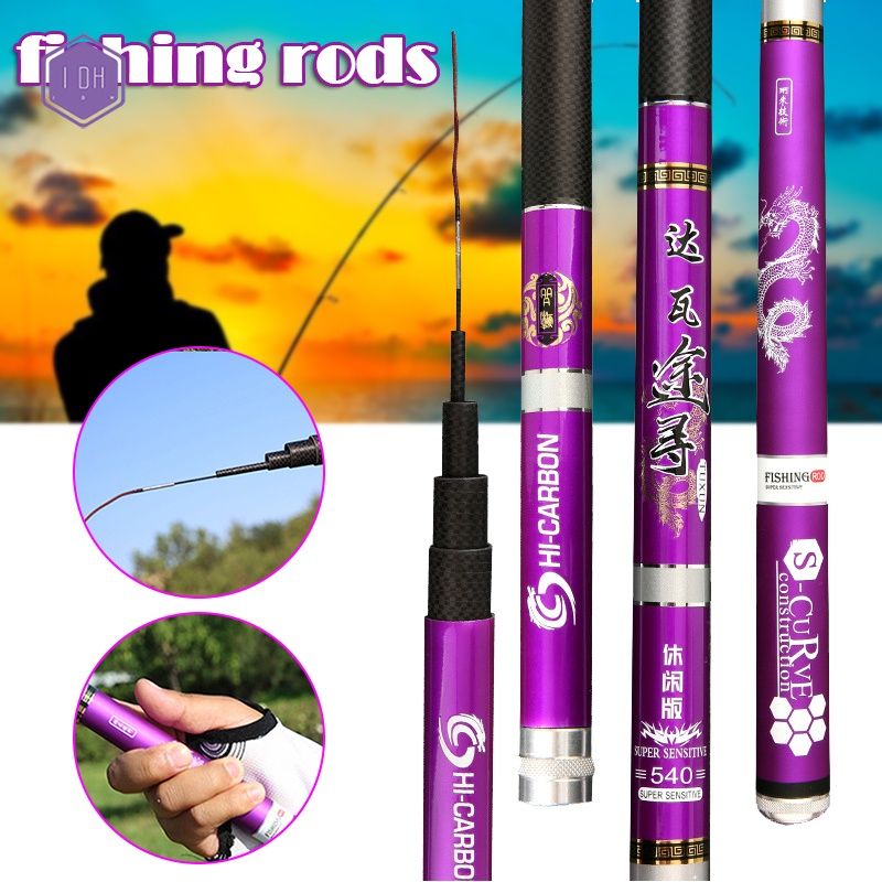 High Carbon Fiber Freshwater Fishing Pole Telescopic Fishing Rod Super  Light Hard 3.6M4.5M5.4M6.3M7.2M8M9M10M Hand Stream Rod