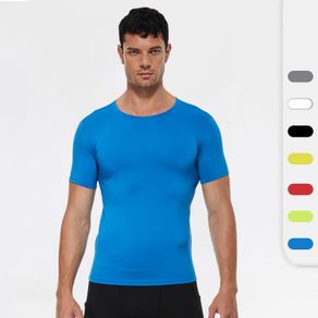 Men Compression Bodybuilding Top  Short Sleeve T Shirt Gym Fitness Workout Tights Quick Dry Running Training Tee Custom Logo