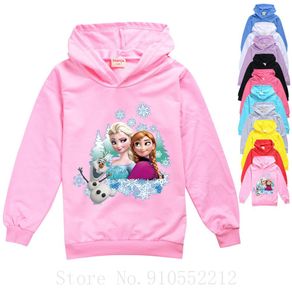 Fall Fashion Children's Clothing Frozen Elsa Hoodies Girls Hooded T-shirts Kids Girls Cartoon Tops Casual Sweatshirts