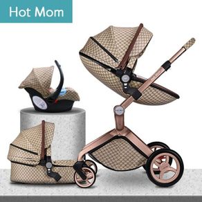 Leather Grid Hot Mom Stroller High Landscape Folding Chair