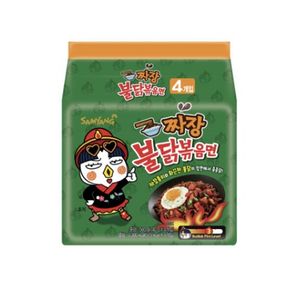 [Samyang] Jjajang Buldak Spicy Ramen, 140g * 4pcs, Black bean spciy noodle, Korean ramen