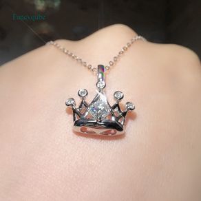 Fancyqube Romantic Crown Pendant Necklace Wedding Engagement Accessories For Women Silver Color Exquisite Gift Statement Jewelry