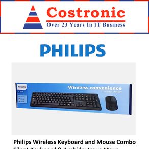 Philips Wireless Keyboard and Mouse Combo Silent Keyboard Ambidextrous Mous PH SPT6354