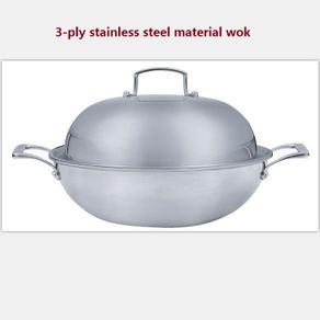 wok 3-ply thicking inox cooking pan 32cm  luxury top quality non-stick non smoke cookware