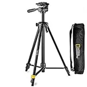 NATIONAL GEOGRAPHIC Photo Tripod Kit Medium, with Carrying Bag, 3-Way Head, Quick Release, 3-Section Legs Lever Locks, Geared Centre Column, Load up 1,5kg, Aluminium, for Canon, Nikon, Sony, NGHP000