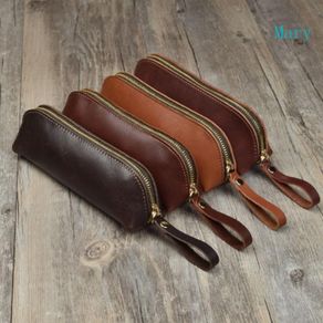 Leather Pen Pencil Case, Slim Pen Bag Small Pencil Pouch Stationery Bag  Portable Cosmetic Bag Zipper Bag For Pen Pencils