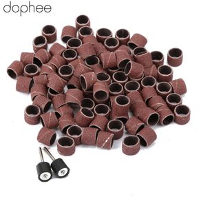 dophee Hot Selling 100Pcs Dremel Accessories 12.5mm Grit 80# Sanding Bands +2Pcs 3.17mm Sanding Drum Mandrel Dremel Rotary Tool