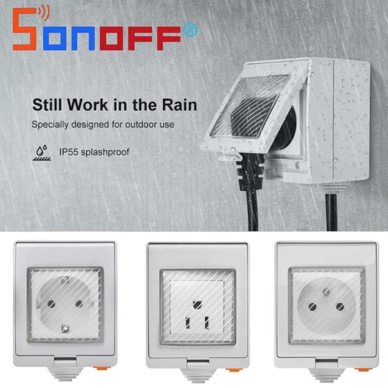 SONOFF S55 US WIFI Smart Power Socket Outdoor Plug IP55 Waterproof App  Control