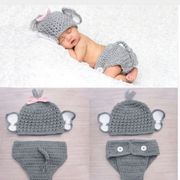 Newborn Photography Props Crochet Knit Costume Prop Outfits Calf Elephant Baby Hat Photo Props Baby Boy Girl Infant Hat
