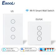 Esooli Smart Life Wifi Smart Wall Touch Switch Glass Panel Mobile APP Remote Control work with Amazon Alexa Google Home US EU UK