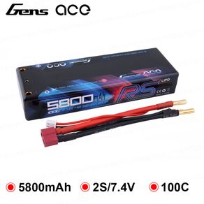 Gens ace 7.4V 5800mAh 100C-200C Lipo 2S Battery Pack Deans Plug Reliable Power for Racing Car High Performance