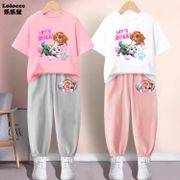 New Cartoon Patrol Dog Girls Summer Suit 2022 Baby Kids Korean version short-sleeve T-shirt  Anti-mosquito Pants two-piece Set Children's Fashion Clothes