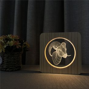 3D LED Arylic Wooden Night Lamp Table Light Switch Control Carving Lamp for Children's Room Decorate