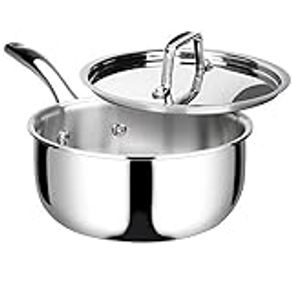 Duxtop Whole-Clad Tri-Ply Stainless Steel Saucepan with Lid, 3 Quart, Kitchen Induction Cookware